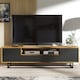 image 2 of TV Unit Sideboard Cabinet Storage Cabinet Oak Black Matt Media Console Stand 200cm