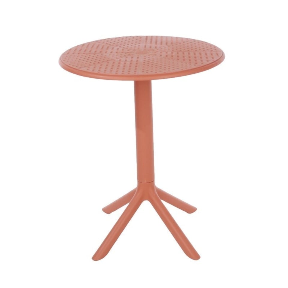 image 1 of Rimini Cala Outdoor Grade Bistro Table and 2 Chair Set - Plastic/Metal - L60 x W60 x H82 cm - Terracotta - Partially Assembled