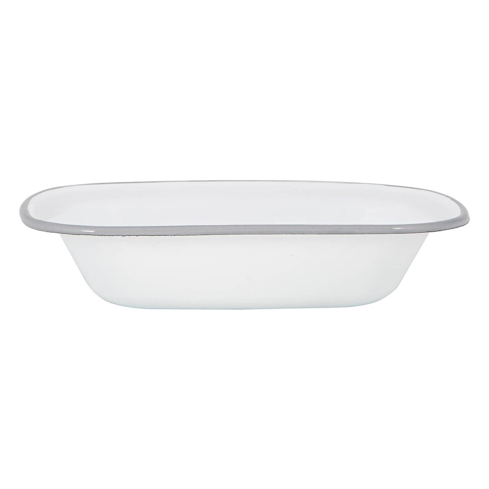 image 1 of Argon Tableware White Enamel Pie Dish - 25.5cm - Grey