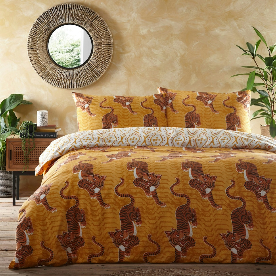image 1 of furn. Tibetan Tiger Tribal Super King Duvet Cover Set