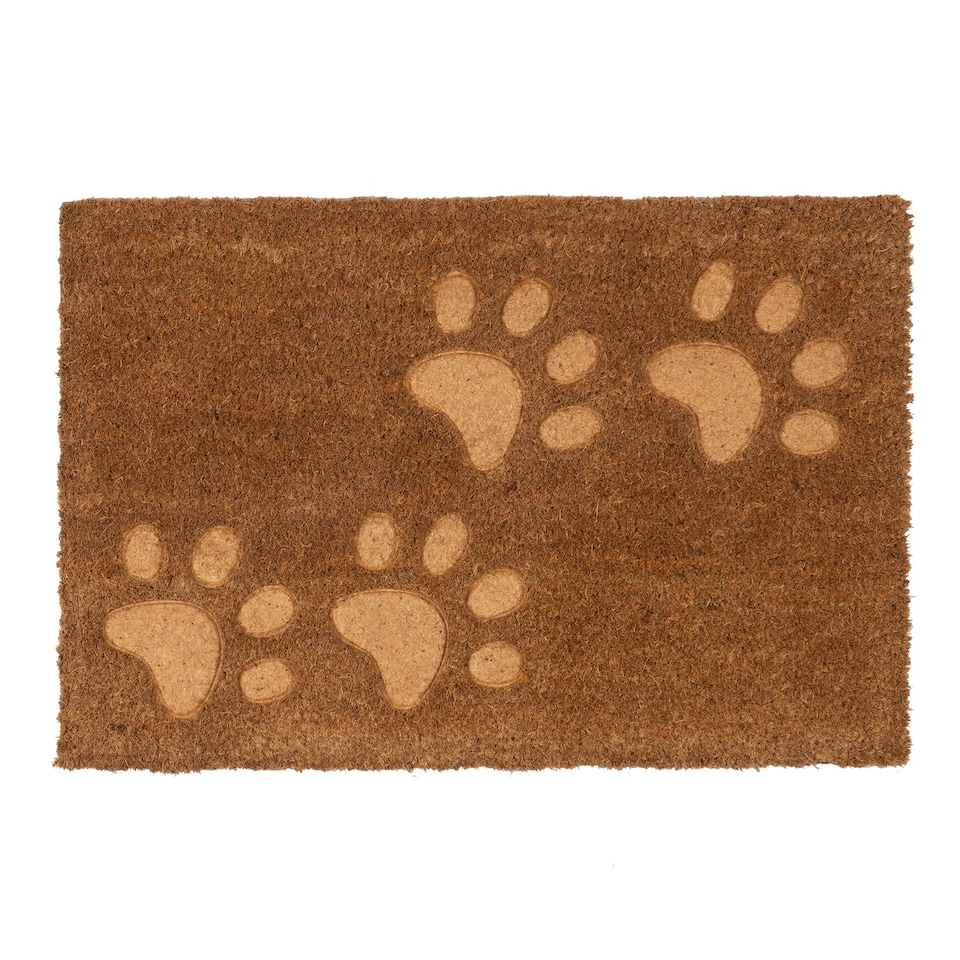 image 1 of Nicola Spring Coir Door Mat - 60 x 40cm - Embossed Paw Prints