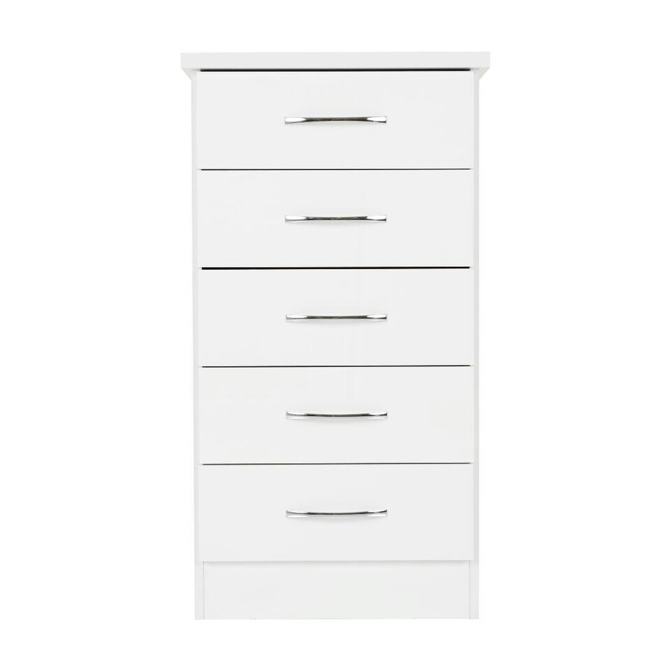 image 1 of Nevada 5 Drawer Narrow Chest White