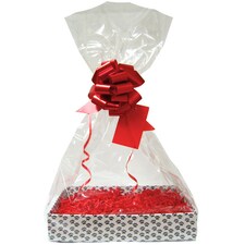 Pet Gift Basket Kit - Paw Prints Hamper Tray with Red Gift Wrap Accessories (30x20x6cm high)