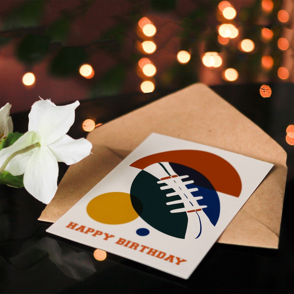 image 1 of Rugby Ball Sport Football Fan Abstract Geometric Birthday Card