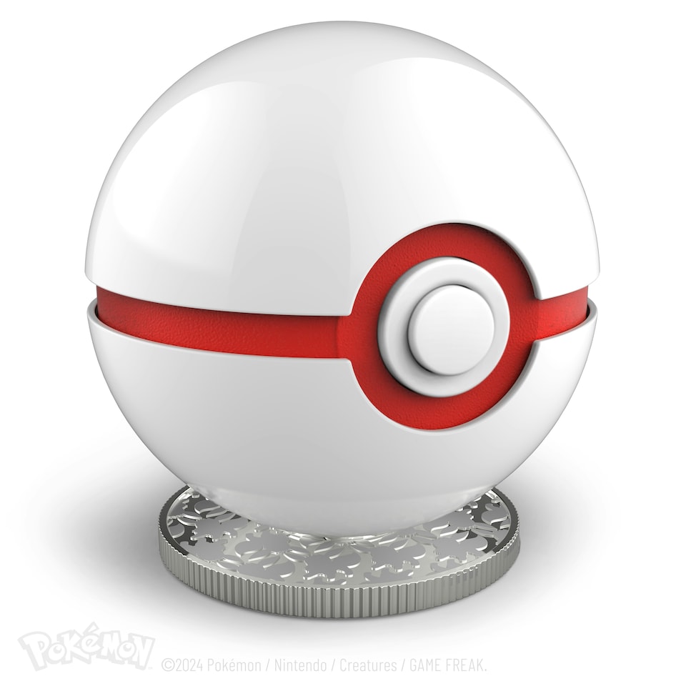image 1 of Pokémon Die-Cast Mini Premier Ball Replica | White