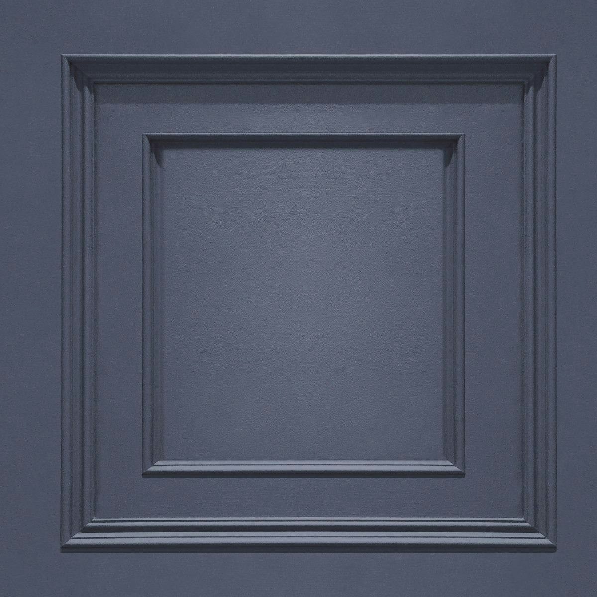Belgravia Amara Wood Panel Vinyl Textured Wallpaper - Dark Blue - 10m x 53cm Blue