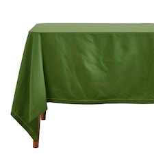 Homescapes Dark Olive Cotton Square Tablecloth - 137 x 137 cm Green