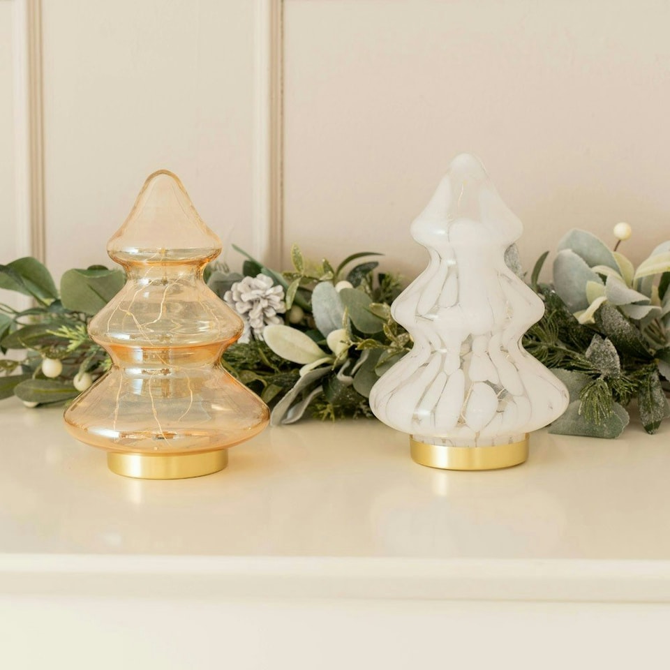 image 1 of ValueLights Christmas Tree Gold Illuminated Decoration with Gold Shade and Integrated LED .9W Neutral White 2800K Bulb