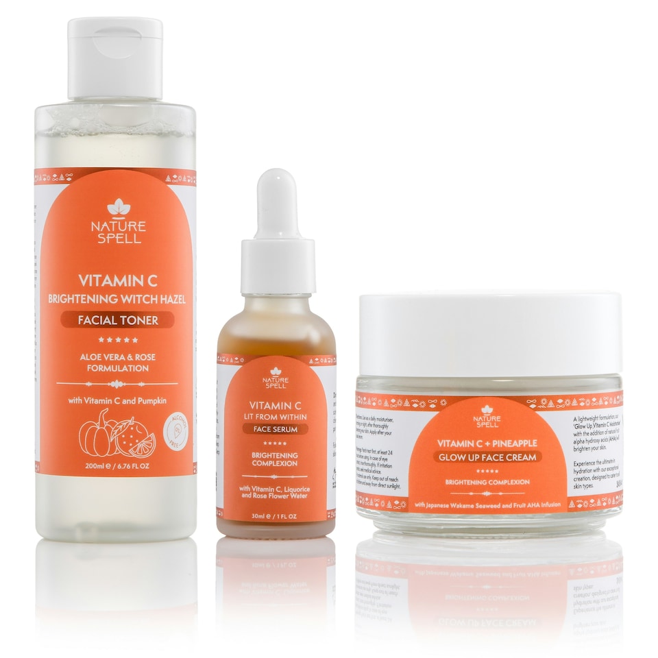 image 1 of Nature Spell Vitamin C Brightening Skincare Set - Toner + Serum + Moisturiser
