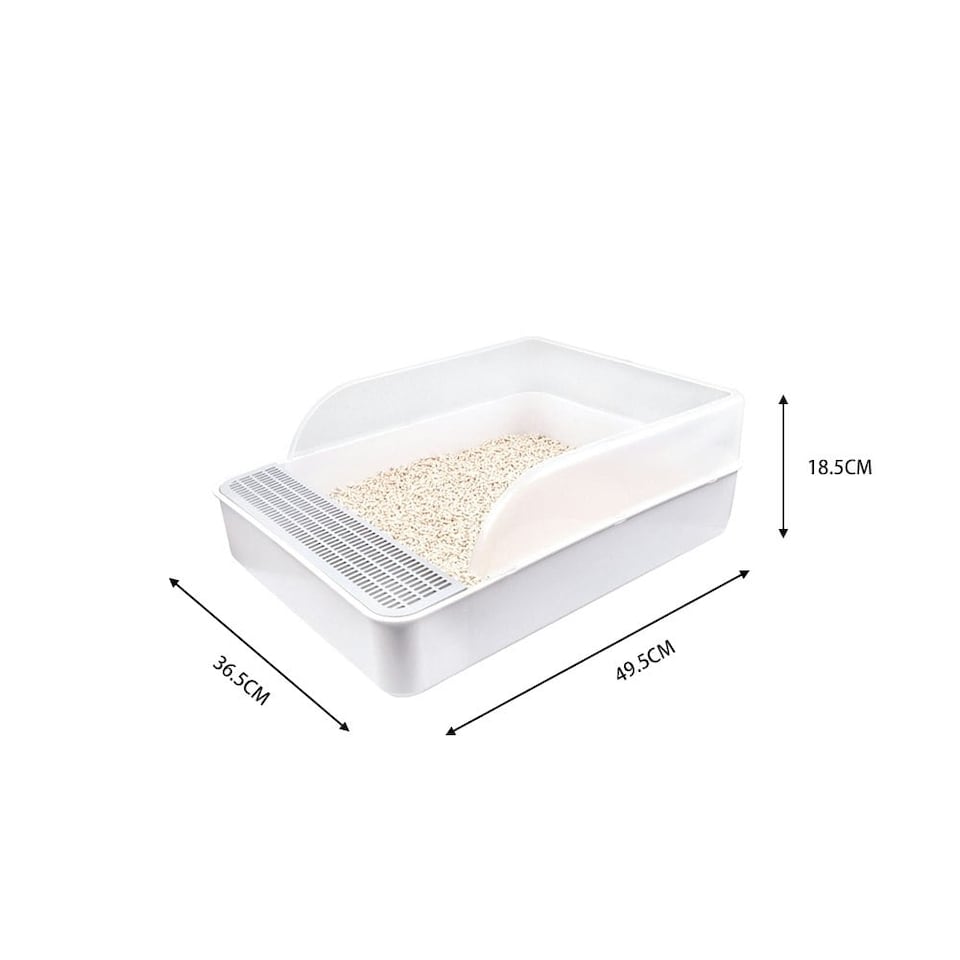 image 1 of Living and Home Open Cat Litter Box Easy Cleaning - White & Grey