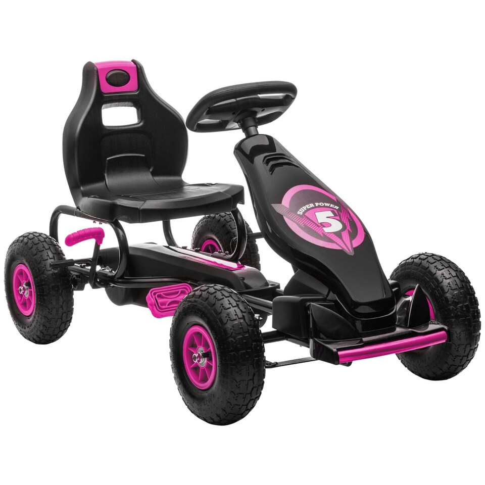 image 1 of HOMCOM Children Pedal Go Kart w/ Adjustable Seat, Rubber Wheels, Brake - Pink