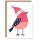 image 1 of Robin Bird With Winter Hat Pink Blue Modern Blank For Him Or Her Art Christmas Card