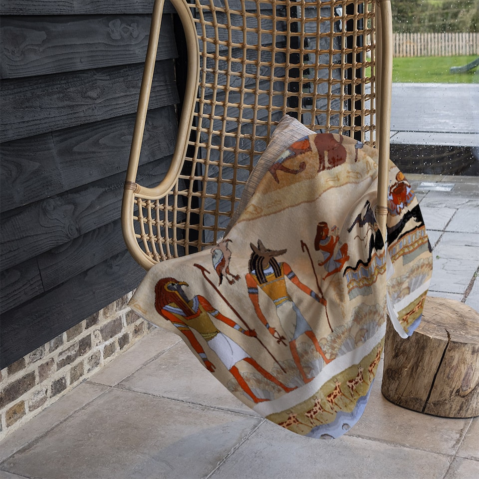 image 1 of Egyptian Mythelogical Drawings Blanket | Multi