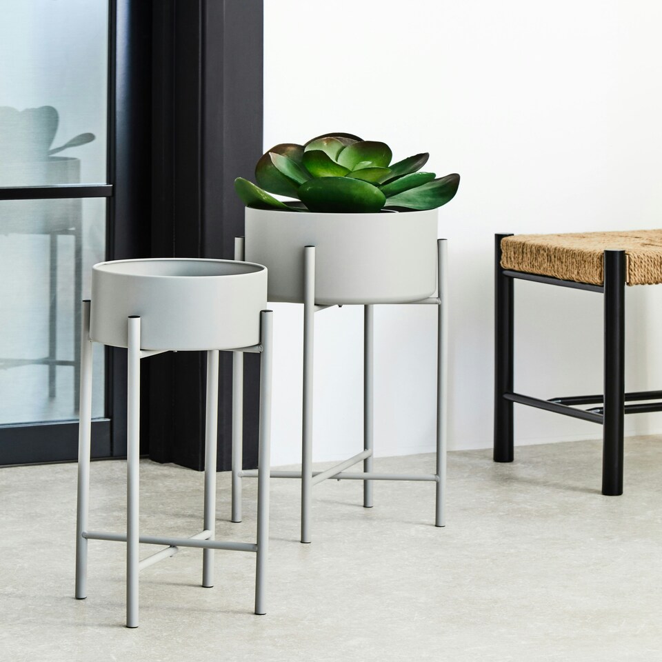 image 1 of Interiors by Premier Durable Large Grey Floor Standing Planter, Contemporary Outdoor Pot For Flowers, Sturdy Floor Planter Grey