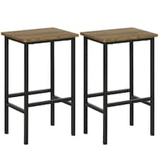 HOMCOM Industrial Bar Stools Set of 2, Kitchen Bar Chairs Home Pub Rustic Brown