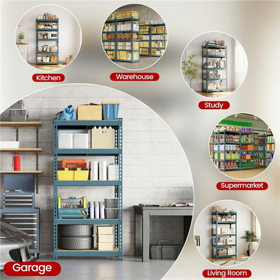 image 1 of Yaheetech 152.5 cm Tall 5 Tiers Boltless Storage Shelf Goods Rack