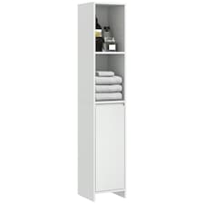 HOMCOM Narrow Bathroom Cabinet, Slim Bathroom Cupboard, White White