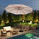 image 8 of COSTWAY 290 cm Solar Offset Hanging Sunshade Parasol Beige Cream