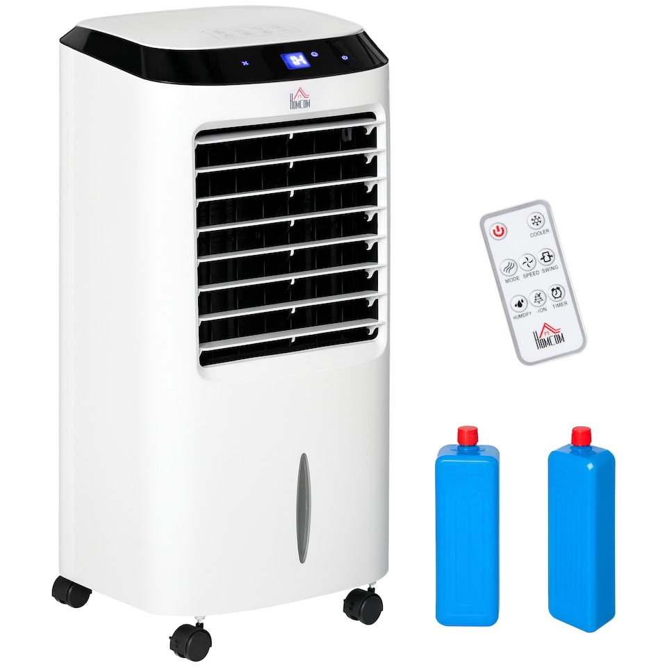 image 1 of HOMCOM Portable Air Cooler, Evaporative Anion Ice Cooling Fan Humidifier Unit | White