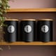 image 2 of Cooks Professional 3 Piece Ribbed Tea, Coffee, & Sugar Cannisters with Bamboo Lids | Stainless Steel Kitchen Storage Bins | Black & Silver