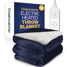 Dreamcatcher Navy Blue Soft Microfleece & Sherpa Electric Blanket Heated Throw 160x120cm | Blue | Blue | One Size | 1
