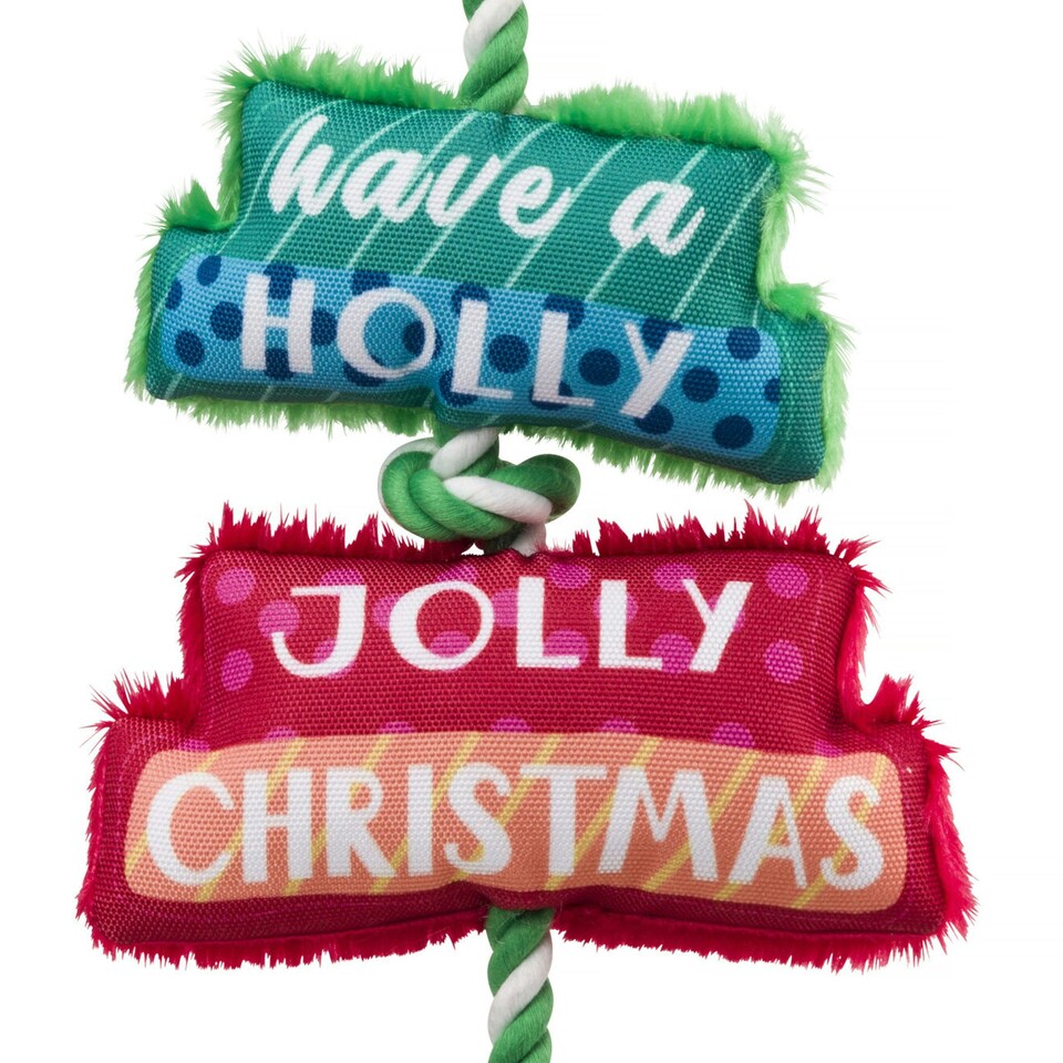 image 1 of House Of Paws Merry and Bright Tree Christmas Dog Toy - Green/Red/White - One Size