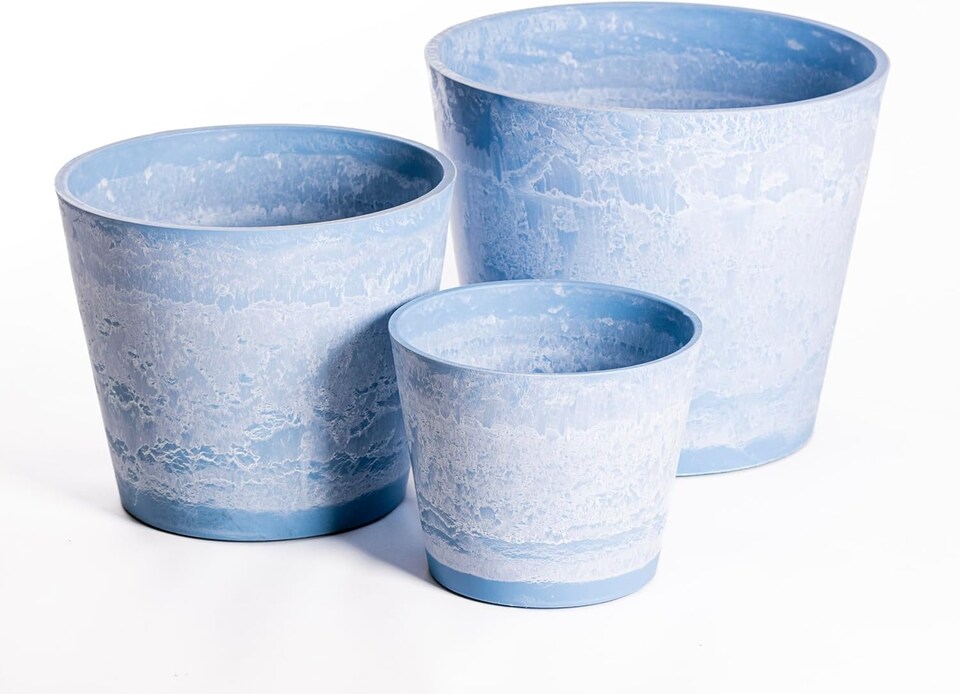image 1 of Caesar Planter Marble Effect Sky Blue 3 Pcs | Blue | 3