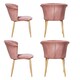 image 1 of Set of 4 Elsa Velvet Dining Chairs with Wooden Legs, Curved Back & Comfortable Seating Pink