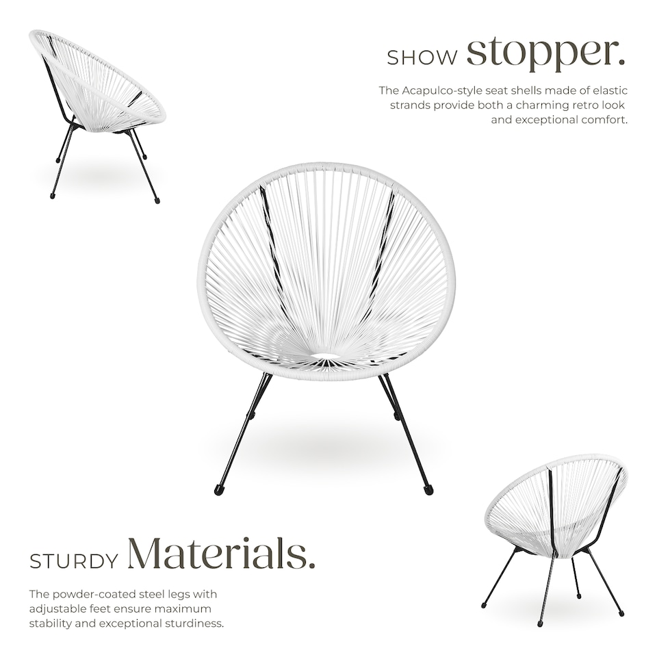 image 1 of Garden chairs in retro design set of 2 | White | white | 1