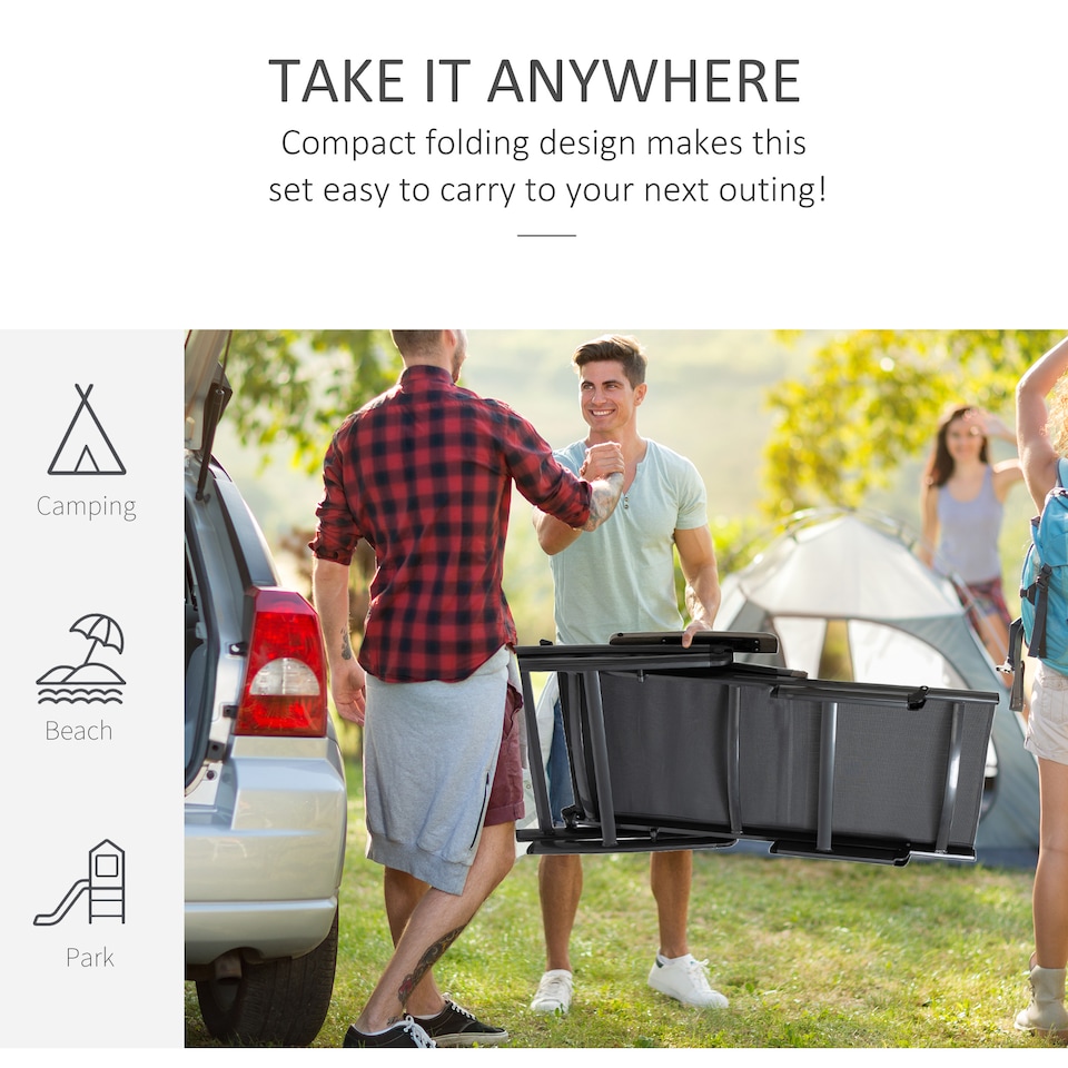 image 1 of Outsunny Outdoor Folding Sun Lounger, 5-Position Adjustable Chaise Lounge Chair with Aluminium Frame for Patio, Pool and Garden, Grey