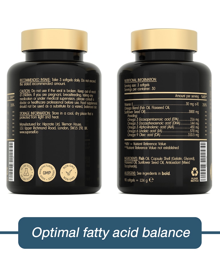 image 1 of SuperSelf Omega 3-6-9 Capsules 3000mg 90 Softgels