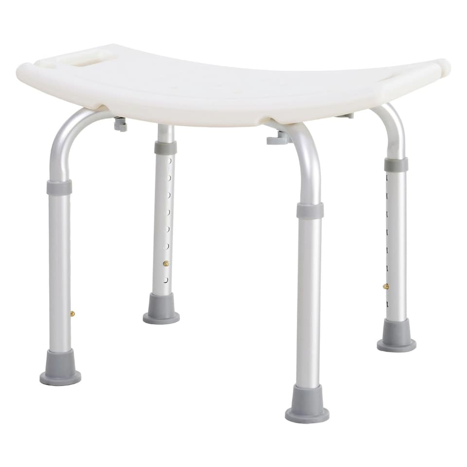 image 1 of HOMCOM Aluminium Shower Stool w/ Adjustable Height Non-Slip Bath Stool White
