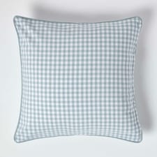 Homescapes Cotton Gingham Check Blue Cushion Cover - 60 x 60 cm | Blue | Blue | 60 x 60 cm