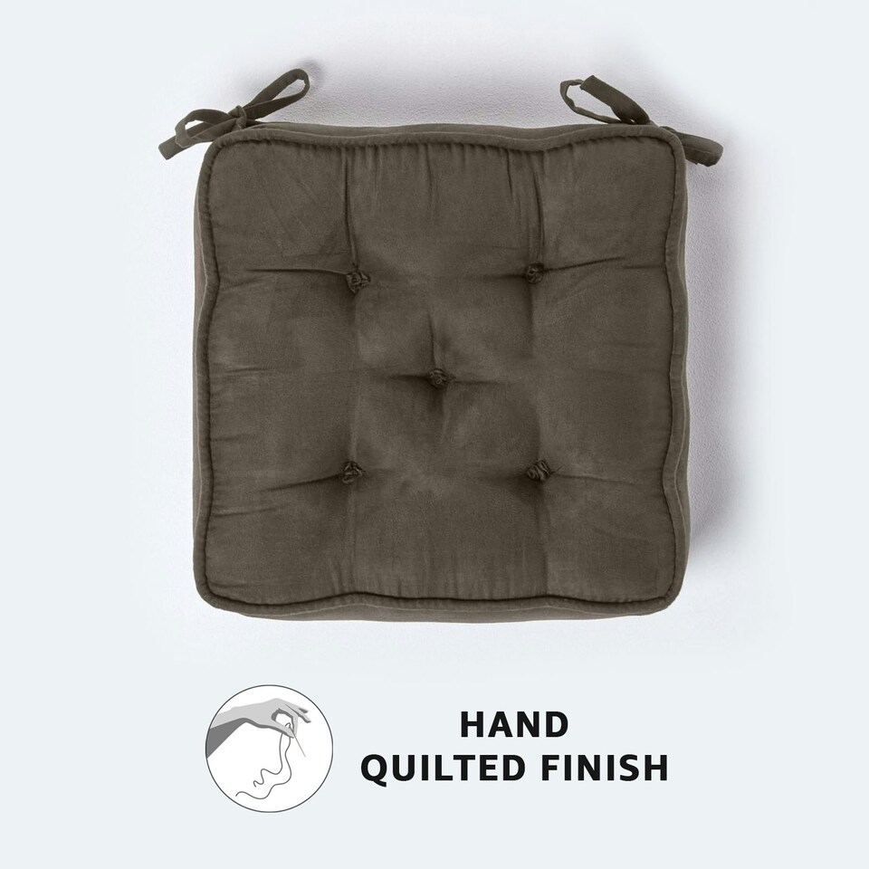 image 1 of Homescapes Grey Faux Suede Dining Chair Booster Cushion Grey