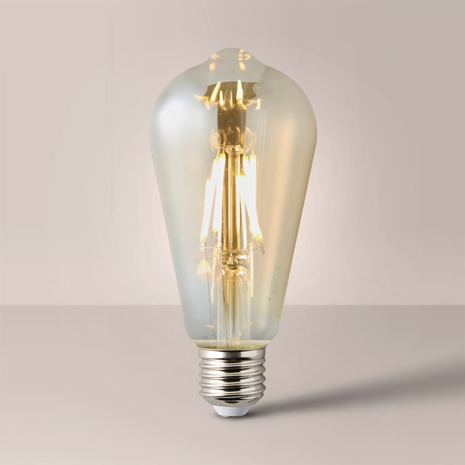 image 1 of ValueLights 5 Pack Filament E27 Amber Pear Shaped Bulbs | Clear