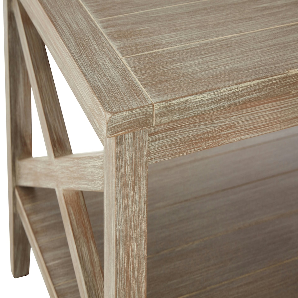 image 1 of Interiors by Premier Winter Melody Coffee Table, Wood Table for Coffee and Outdoor with Bottom Shelf, Pine Wood & MDF Tea Table Cream