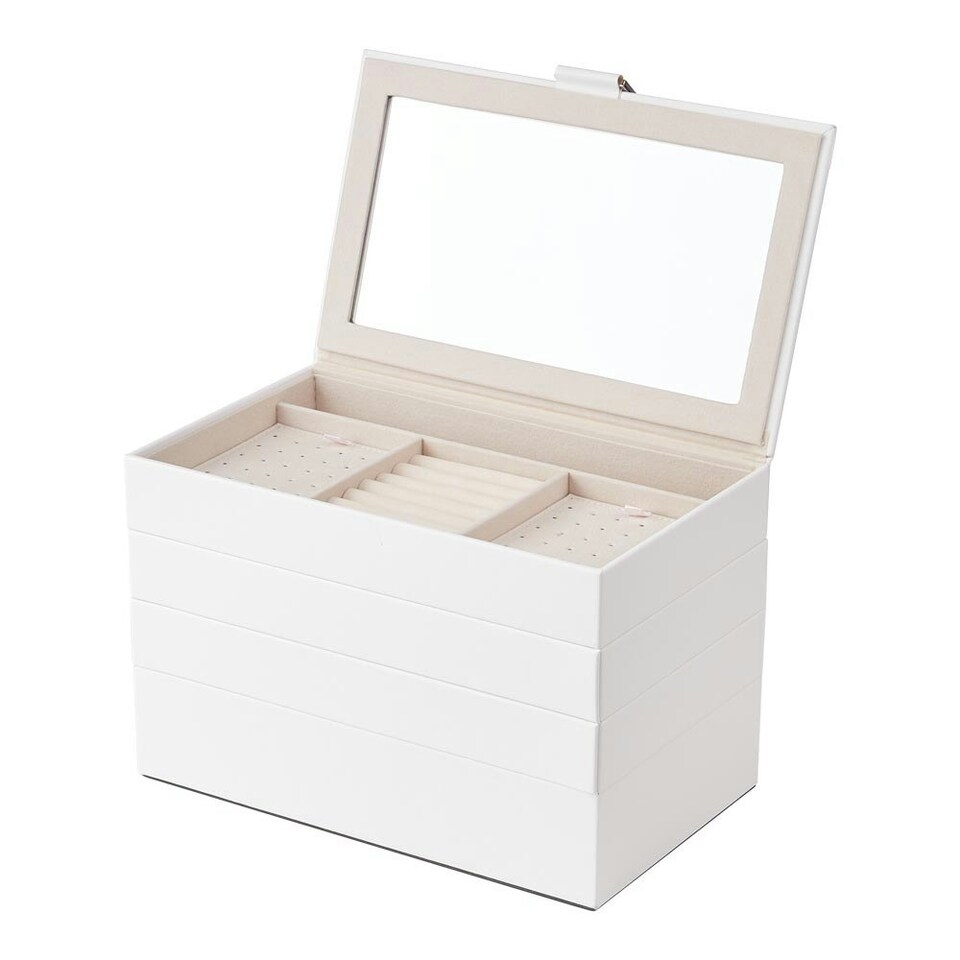 image 1 of Living and Home 4-Tier Jewellery Storage Box with Transparent Lid