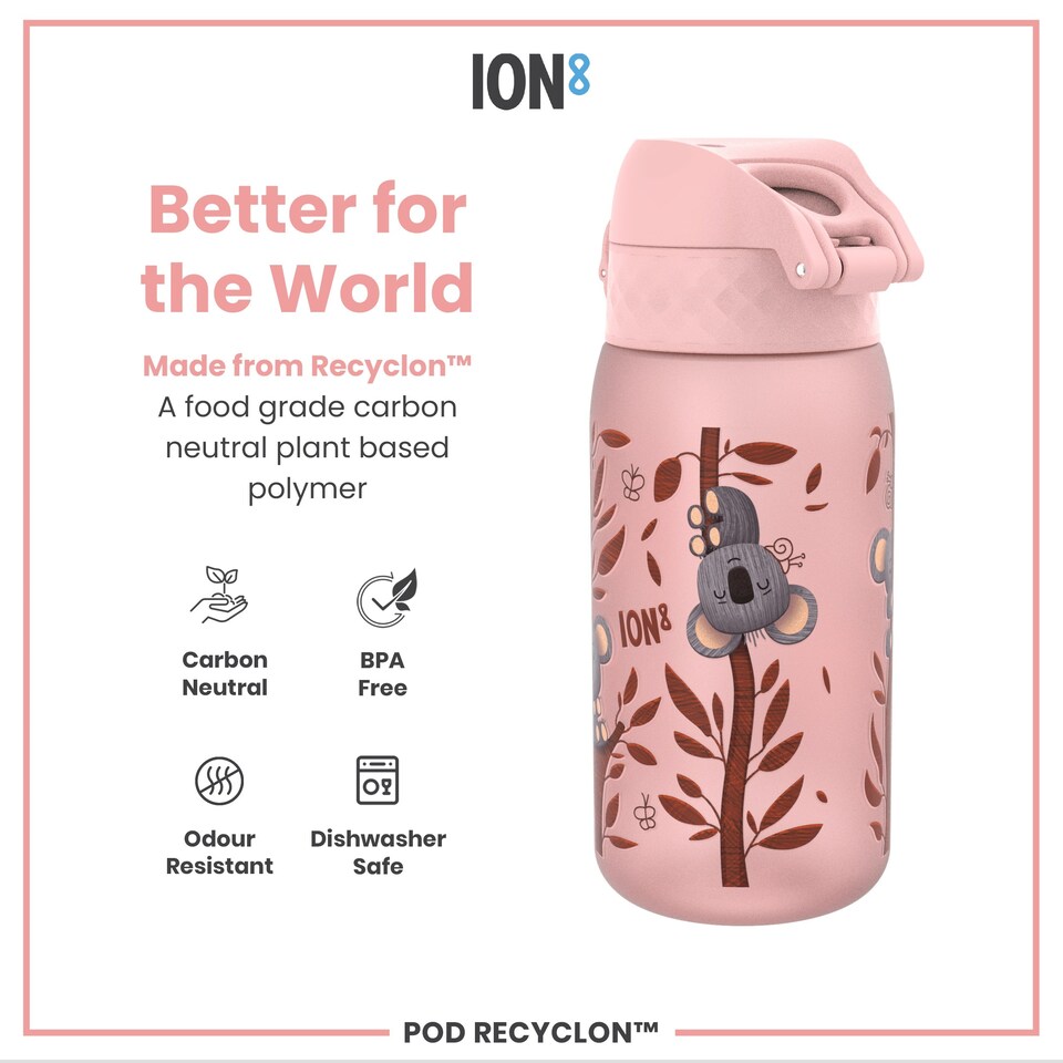 image 1 of Leak Proof Kids Water Bottle, BPA Free, 350ml (12oz) | Pink | Koalas | One Size