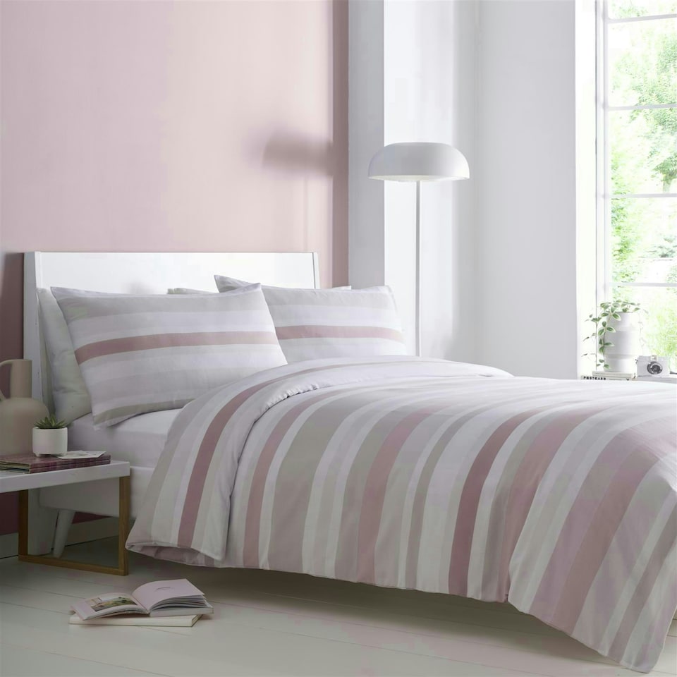 image 1 of Simply Stripes Duvet Cover Set - Super King - Pink