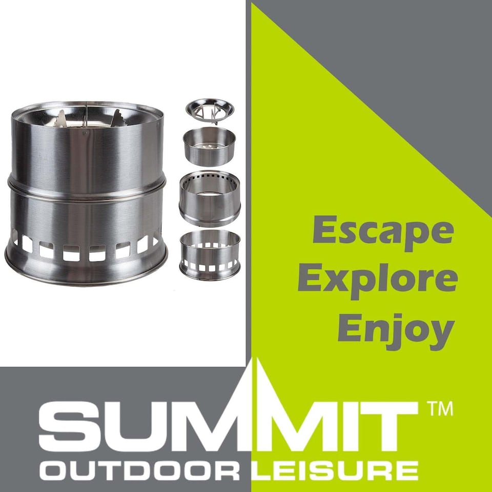 image 1 of vfm-estore Portable Camping Stove - Solid Fuel, Firewood, Charcoal, Silver