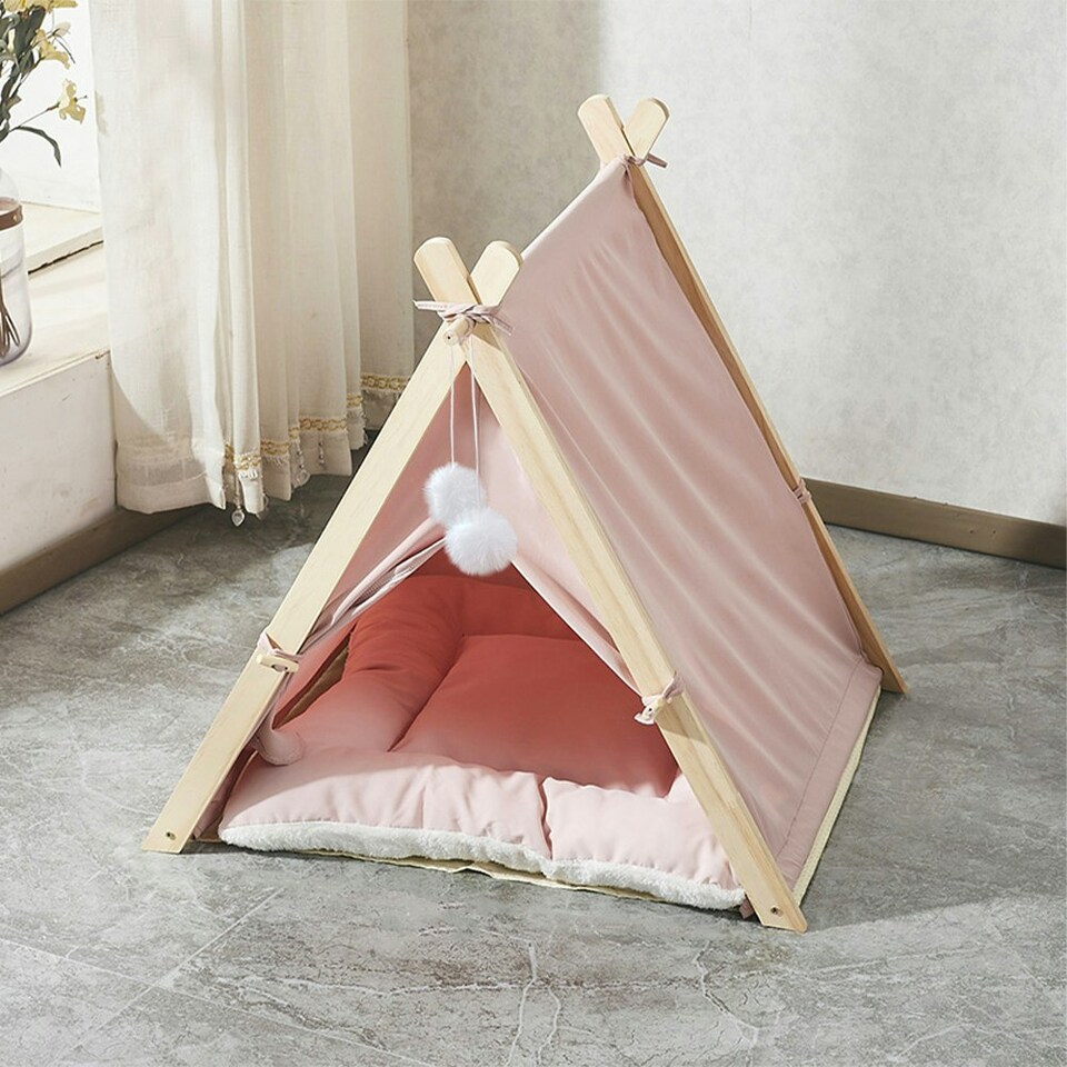 image 1 of Living and Home Cozy Pet Tent with Thick Cushion for Cats & Dogs | Grey | One Size