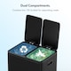 image 6 of VonHaus Cream 30L Waste & Recycling Kitchen Bin, 2 x 15L Black Compartment Pedal Bin w/ Non Slip Base, Removable In-Bins | Black | Matte Black | 45L