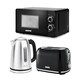 image 1 of GEEPAS Illuminating Electric Kettle 2 Slice Bread Toaster & Microwave Kitchen Combo Set Black