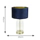 image 3 of ValueLights Jessy Glass with Gold Trim Table Lamp with Navy Blue Velvet with Gold Inner Lamp Shade Blue