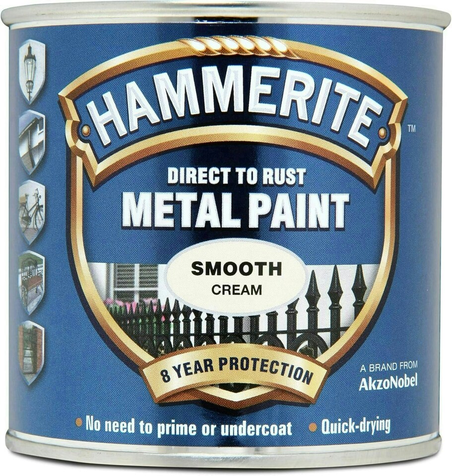 image 1 of Hammerite Cream Metal Paint Smooth 250ml