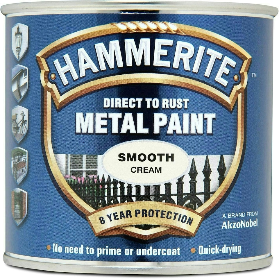 image 1 of Hammerite Cream Metal Paint Smooth 250ml
