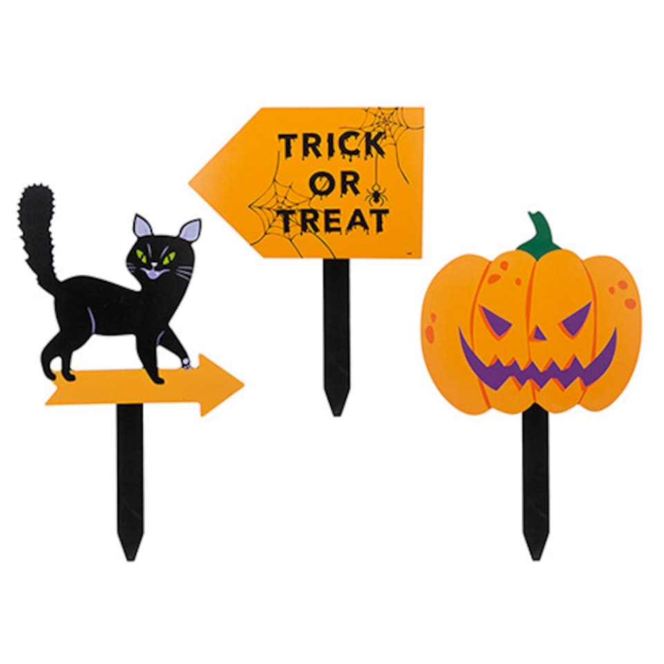 Assorted Halloween Stake Sign Wooden Outdoor Decoration