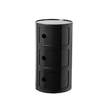Living and Home Cylindrical 3-Tiered Plastic Storage Drawer Unit, Black