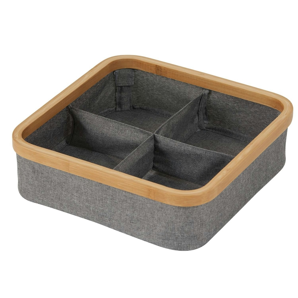 image 1 of Showerdrape Cotswold Bamboo Storage Basket with 4 Compartments