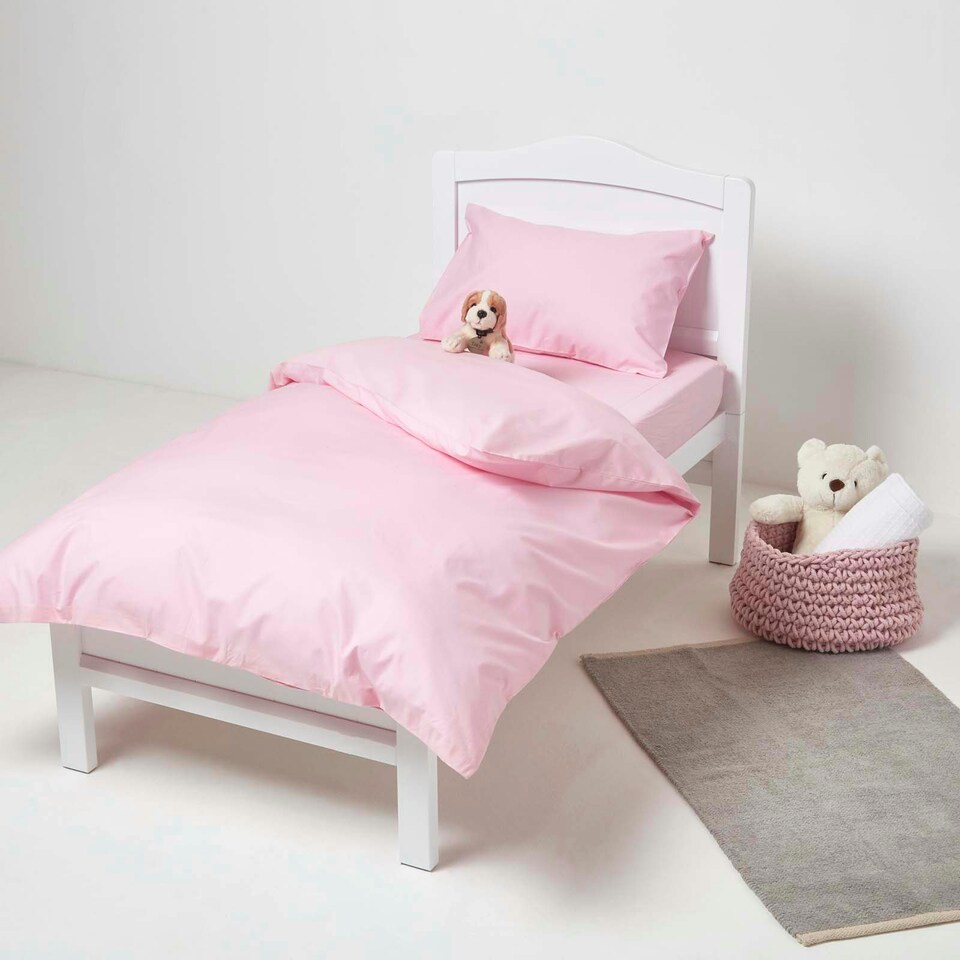 image 1 of Homescapes Pink Cotton Kids Pillowcases 40 x 60 cm 200 Thread Count - 2 Pack Pink